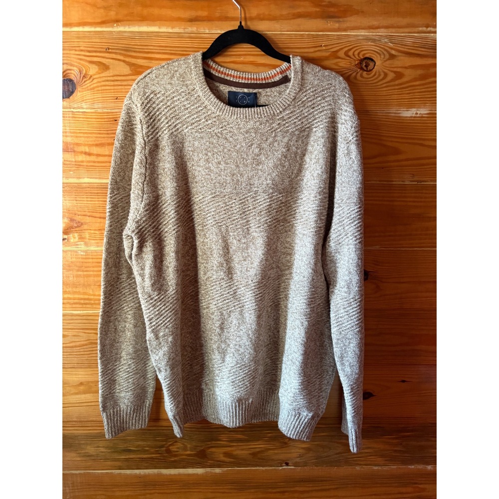 Even Tide Mens‎ Wild Mushroom Textured Knit Crewneck Sweater XL StitchFix NWT